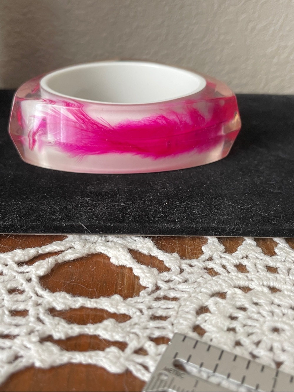 Vintage pink feather bracelet